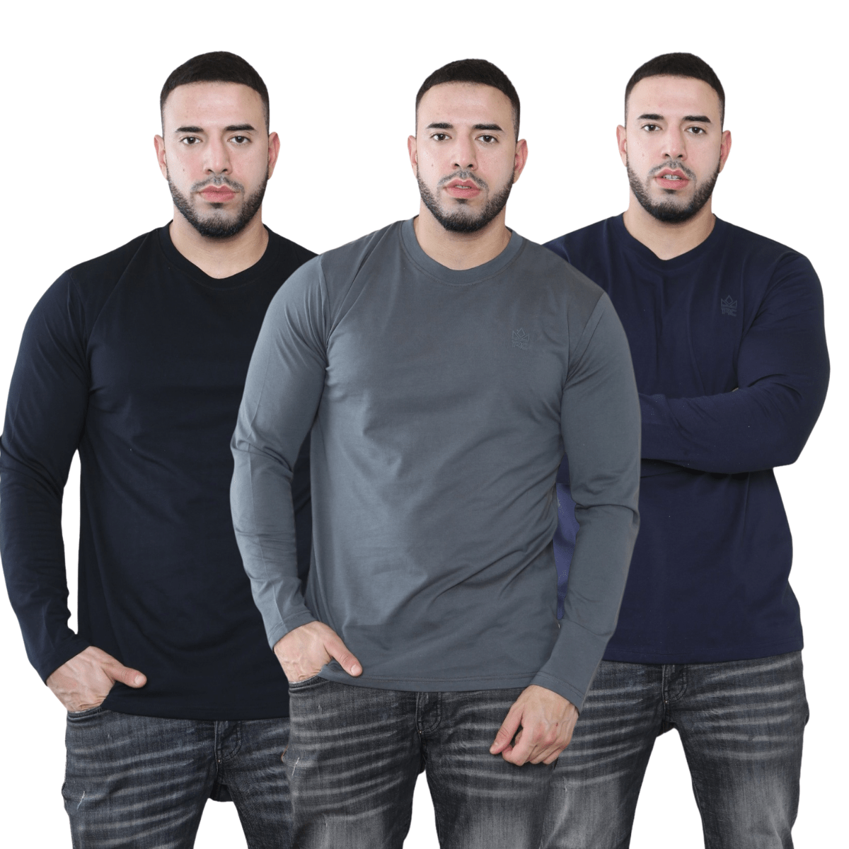 Pack of 3 Men's Round Neck Full Sleeve T-Shirts