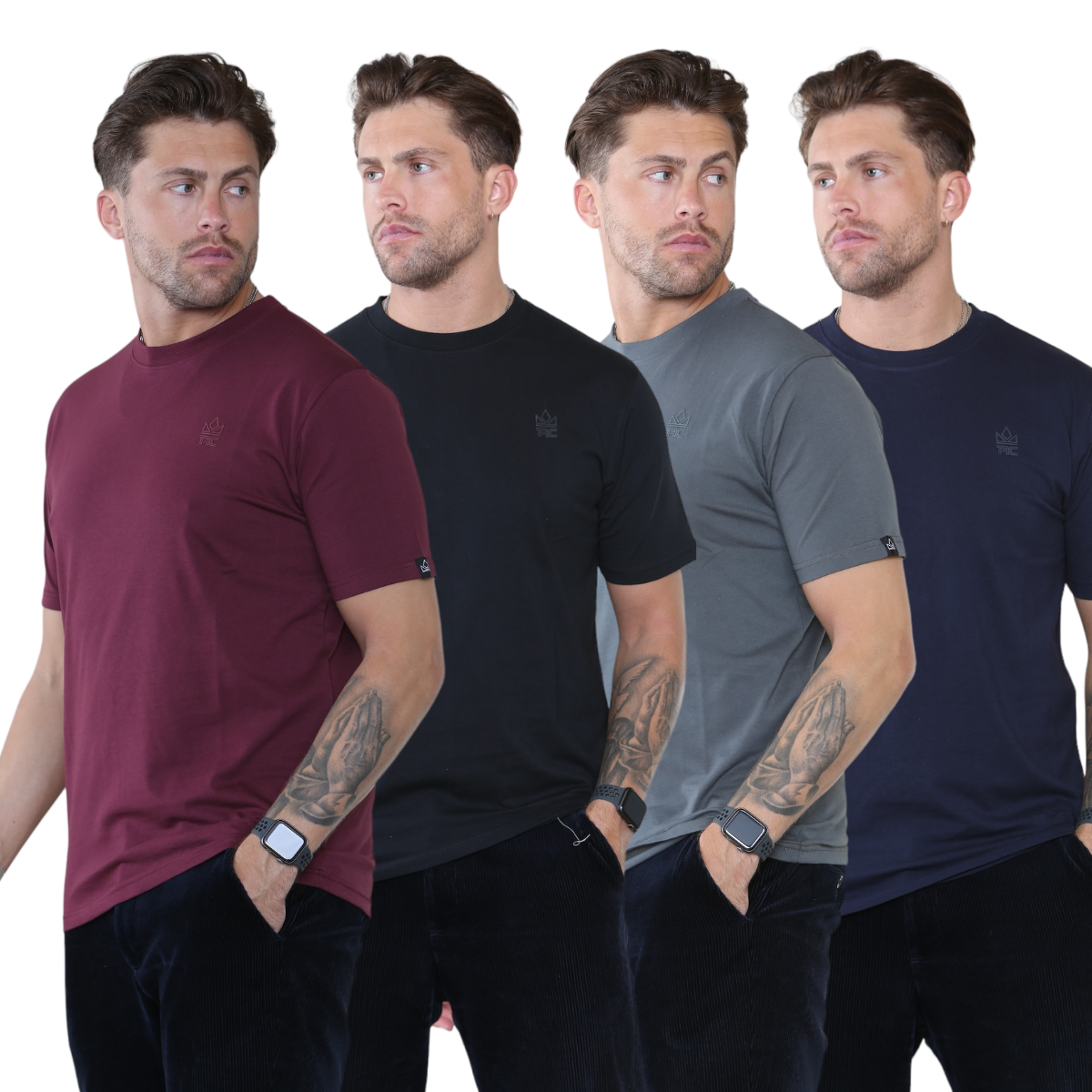 Pack of 4 organic Cotton Men's Round Neck t-shirts