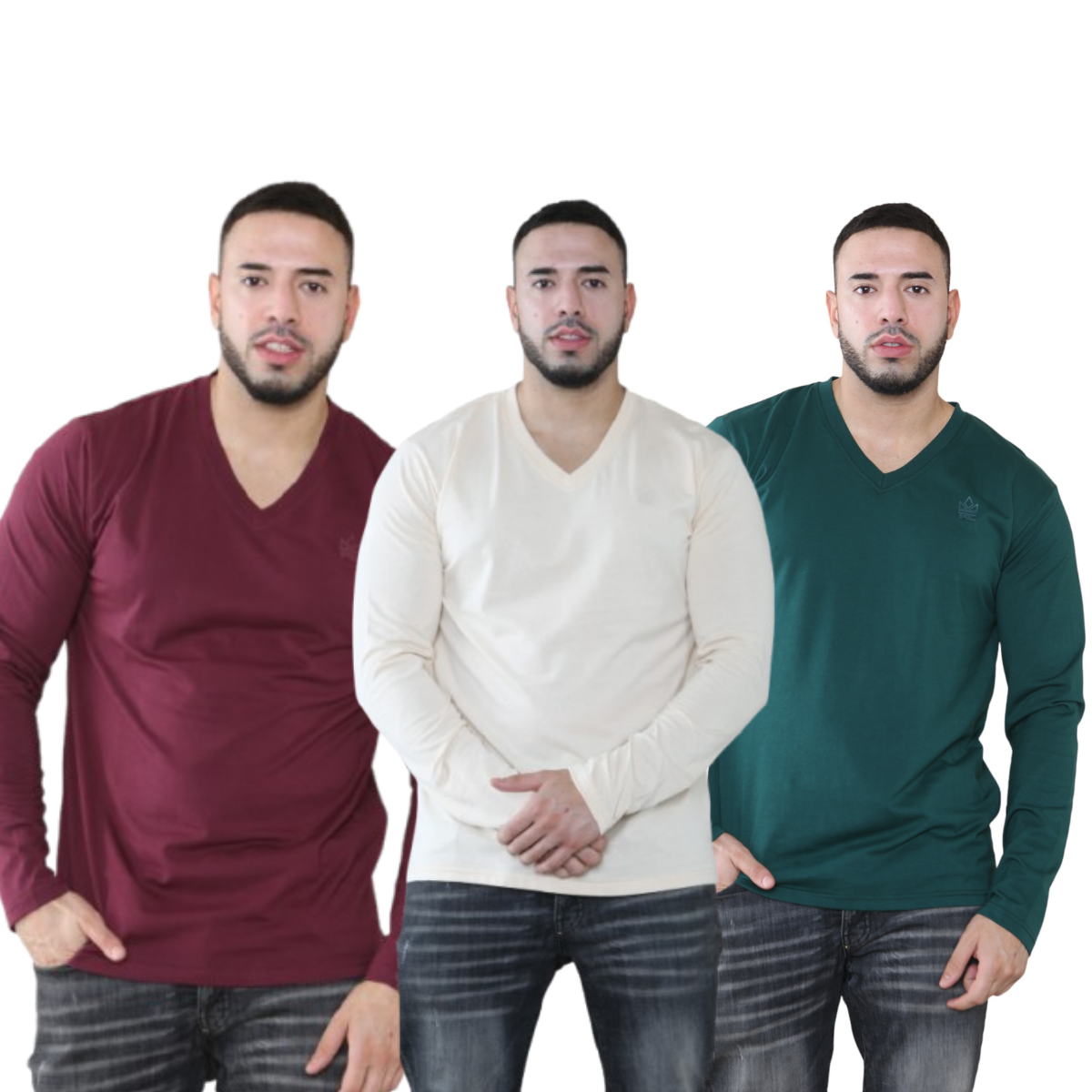 Pack of 3 Men's V Neck Full Sleeve T-Shirts