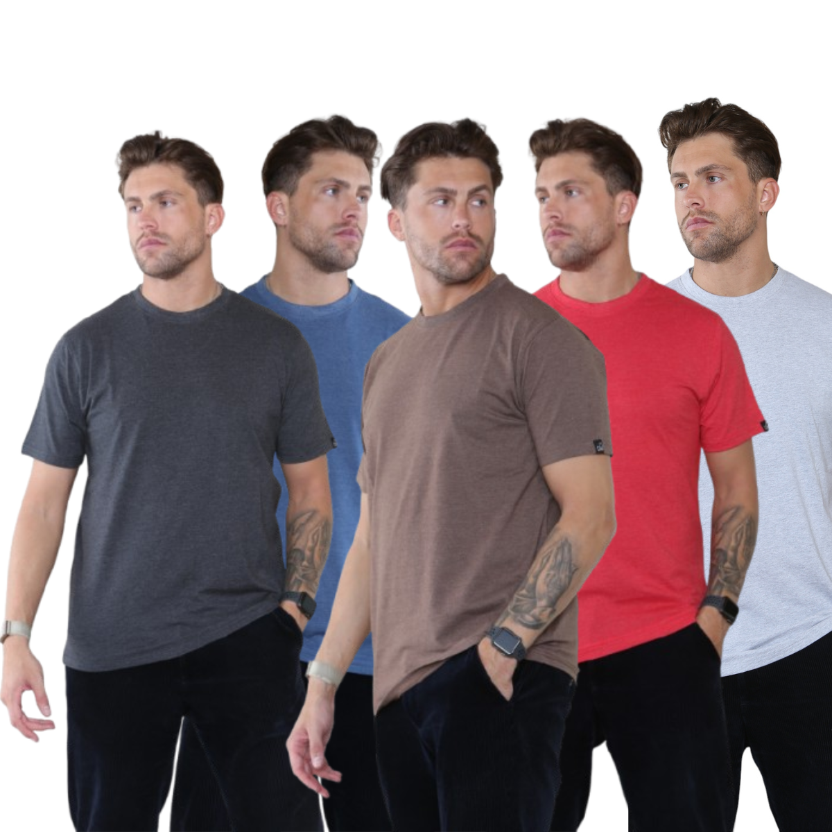 Pack of 5 Crew Neck half sleeves Mens Tshirts